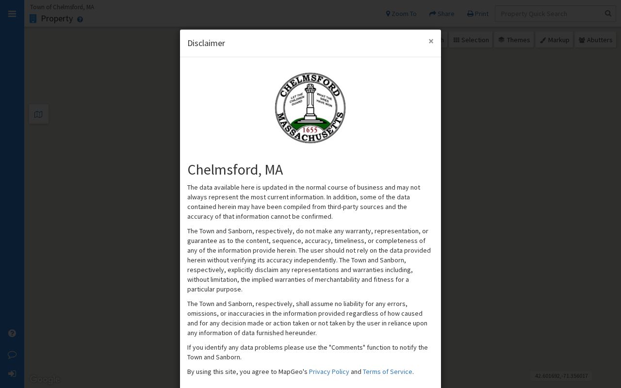 Chelmsford neighbors MapGeo parcel viewer and map layers