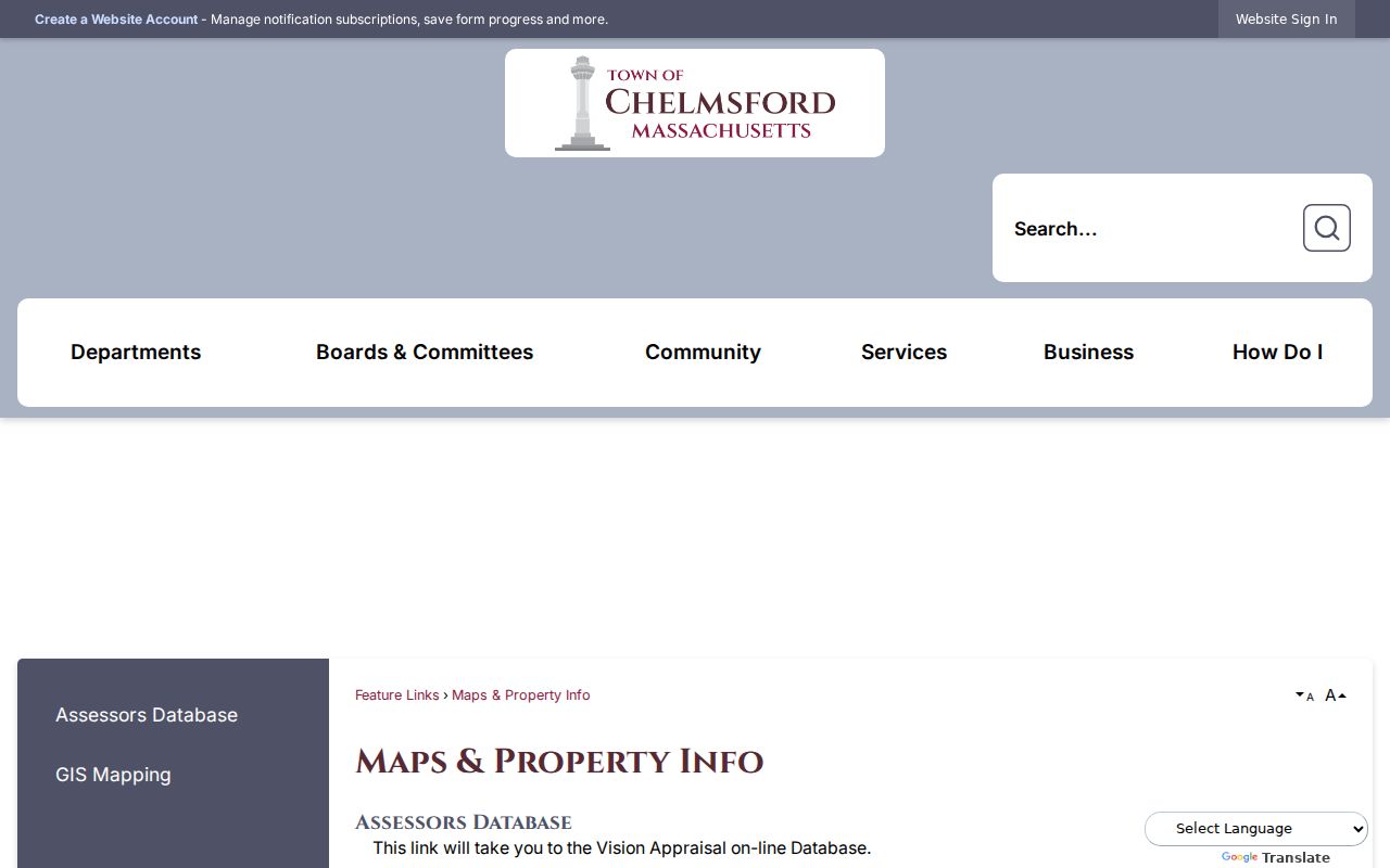 Chelmsford residents directory maps and property information route