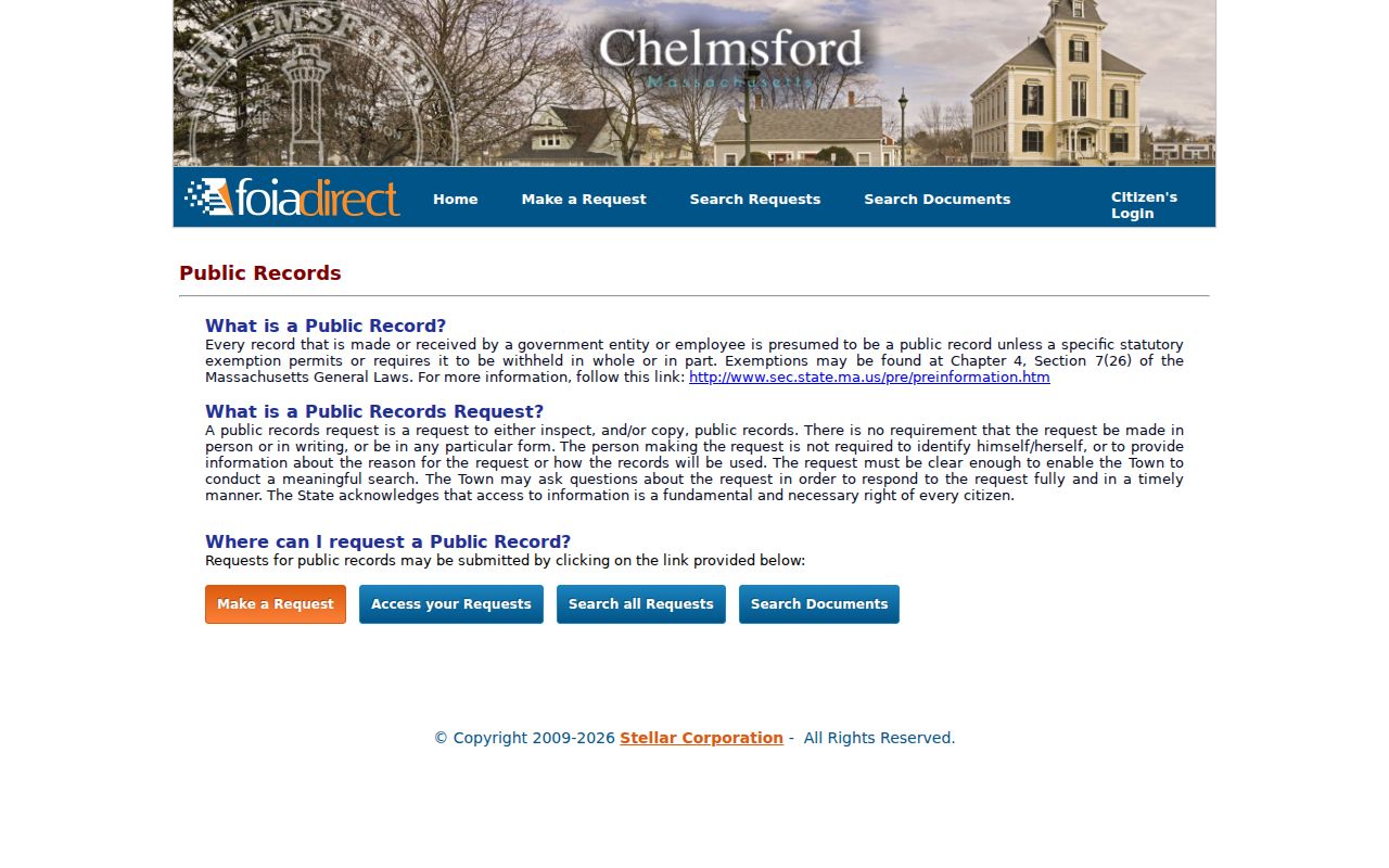 Chelmsford residents directory public document request portal