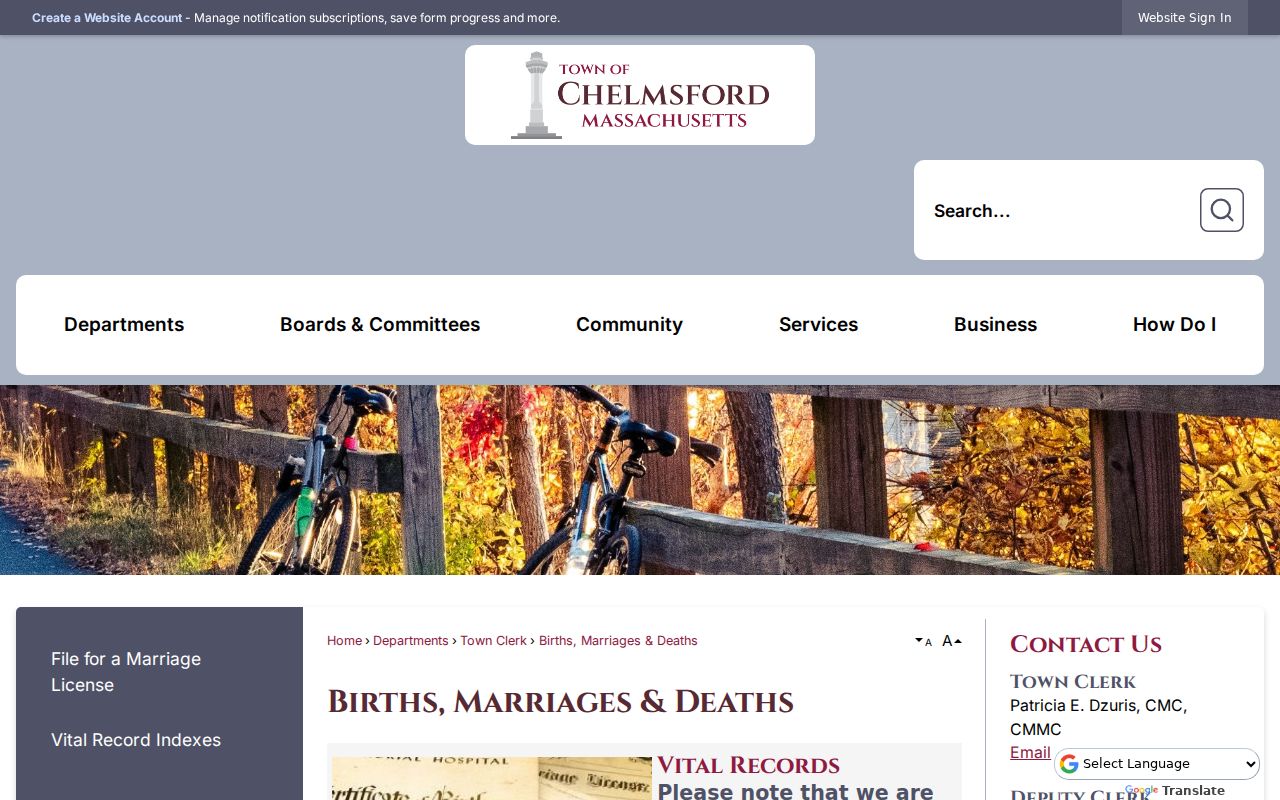 Chelmsford resident lookup vital-record request instructions