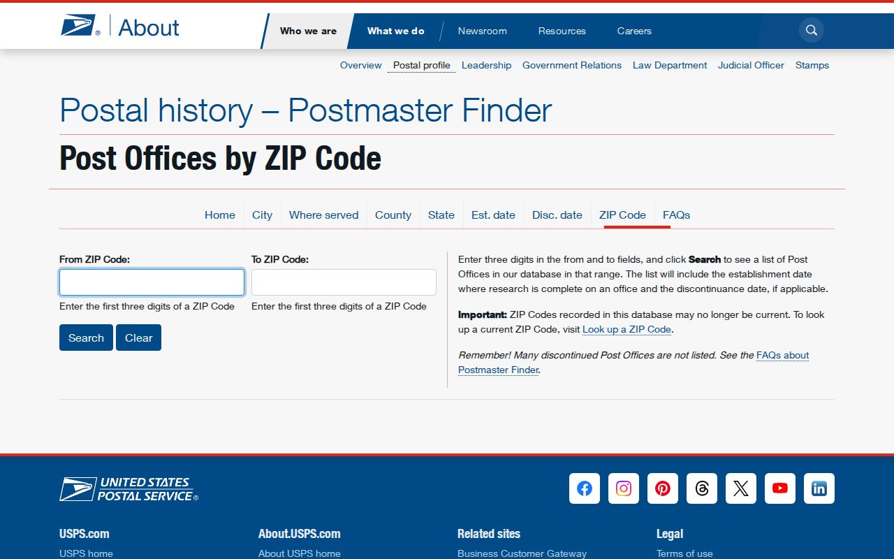 Chelmsford ZIP code directory USPS post-office history lookup fields